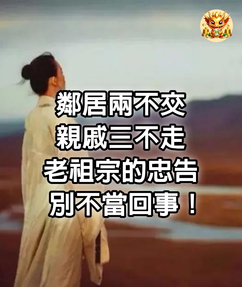 鄰居兩不交，親戚三不走，老祖宗的忠告，別不當回事！