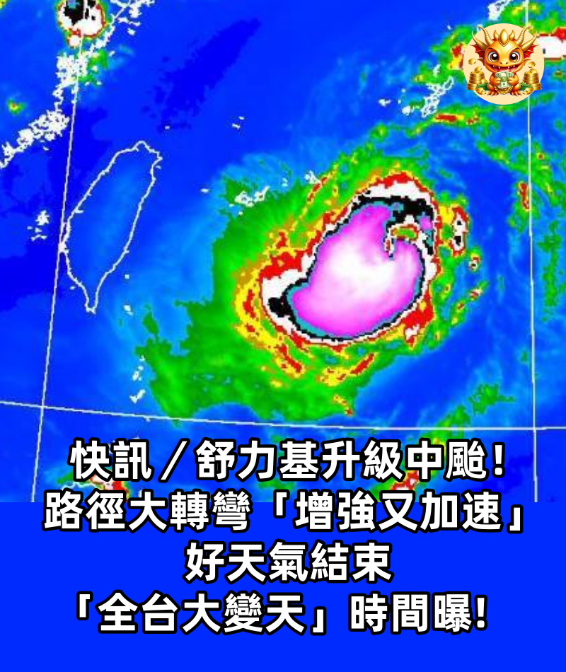 快訊／舒力基升級中颱！路徑大轉彎「增強又加速」 好天氣結束「全台大變天」時間曝