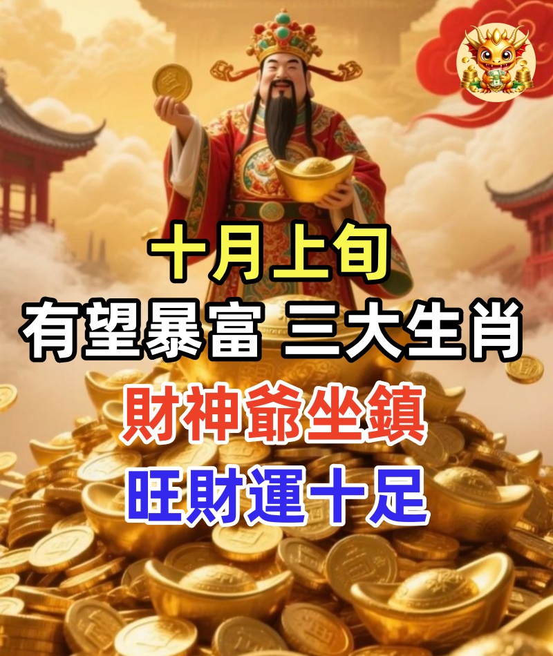 十月上旬有望暴富的三大生肖，財神爺坐鎮，旺財運十足