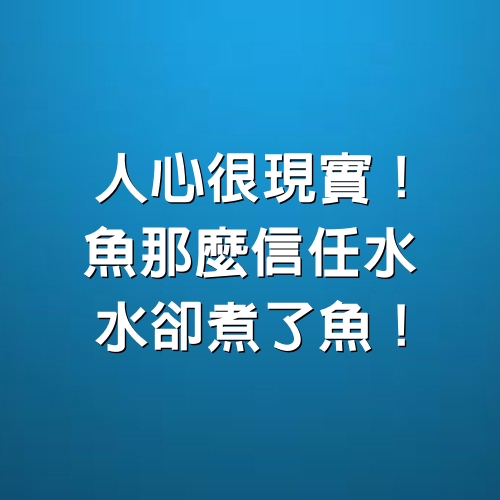 人心很「現實」！魚那麼信任水， 水卻煮了魚！