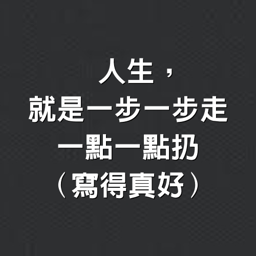 人生，就是一步一步走、一點一點扔（寫得真好）