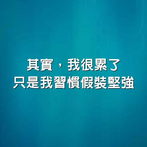 其實，我很累了，只是我習慣假裝堅強