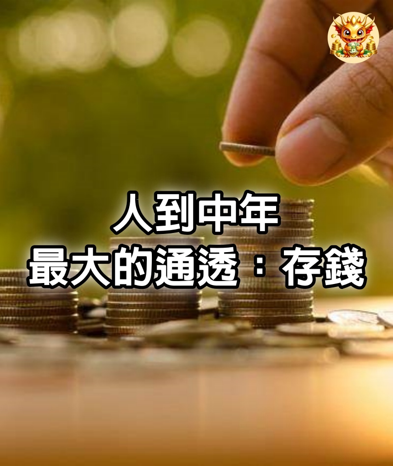 人到中年，最大的通透：存錢