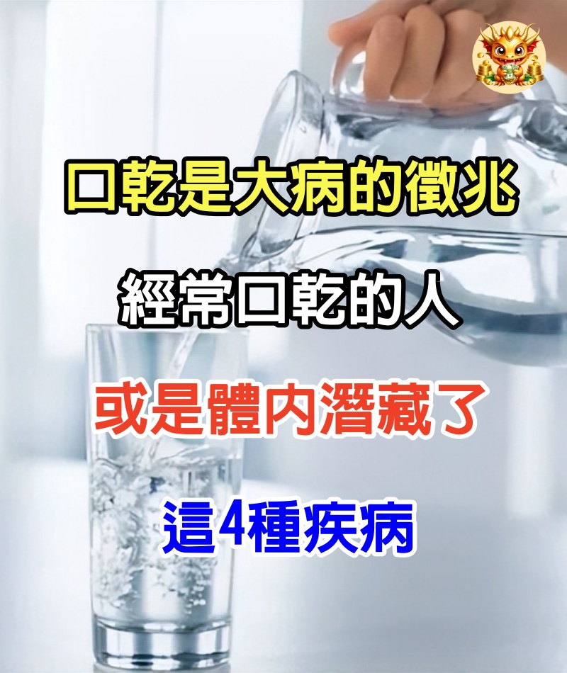 口乾是大病的徵兆，經常口乾的人，或是體內潛藏了這4種疾病