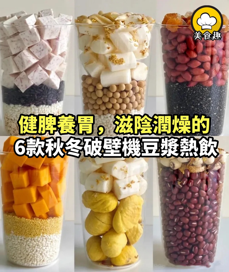 健脾養胃，滋陰潤燥的6款秋冬破壁機豆漿熱飲，一周不重樣！