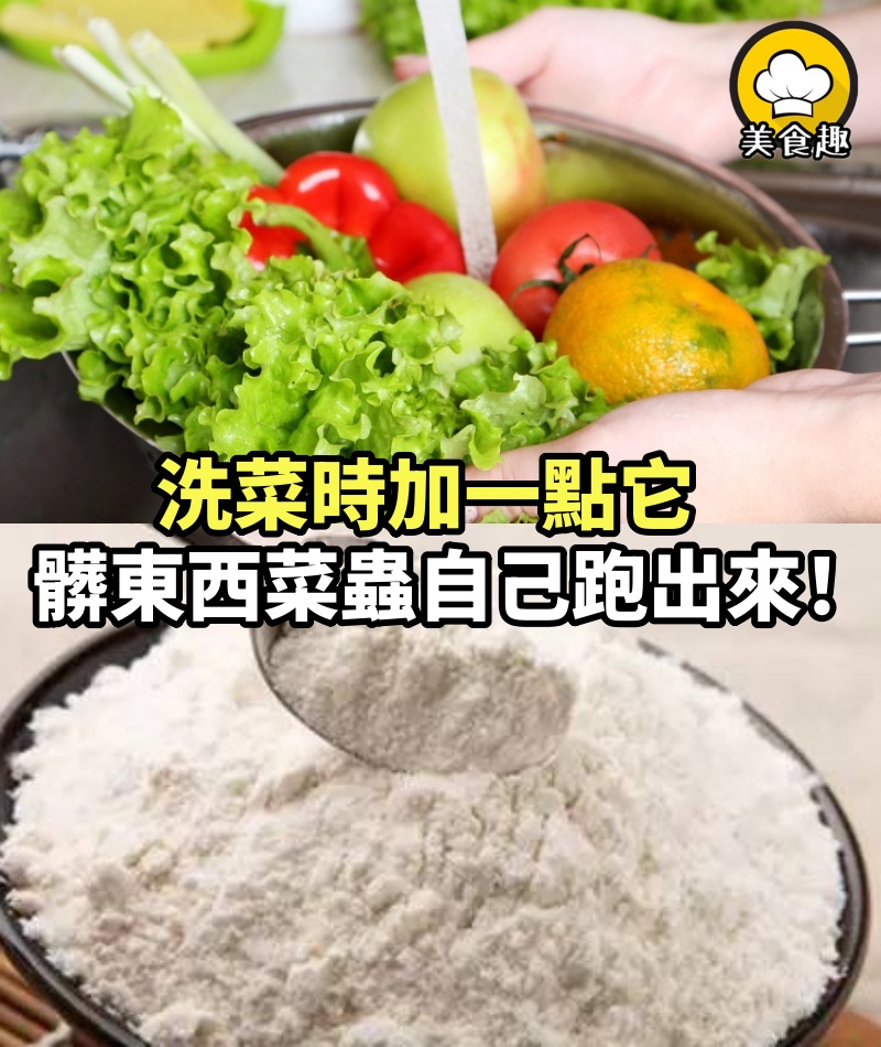 洗菜時加一點它，髒東西、菜蟲自己跑出來！ 以前都白洗了！趕快學起來