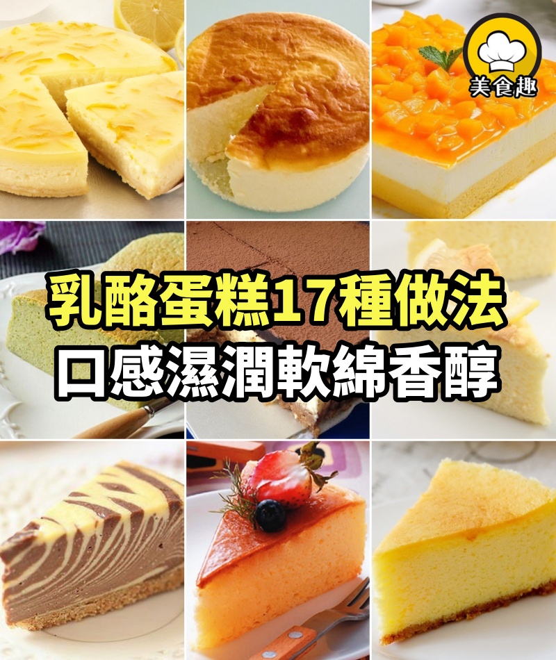 乳酪蛋糕17種做法，口感濕潤軟綿香醇，非常適合作為下午茶的點心