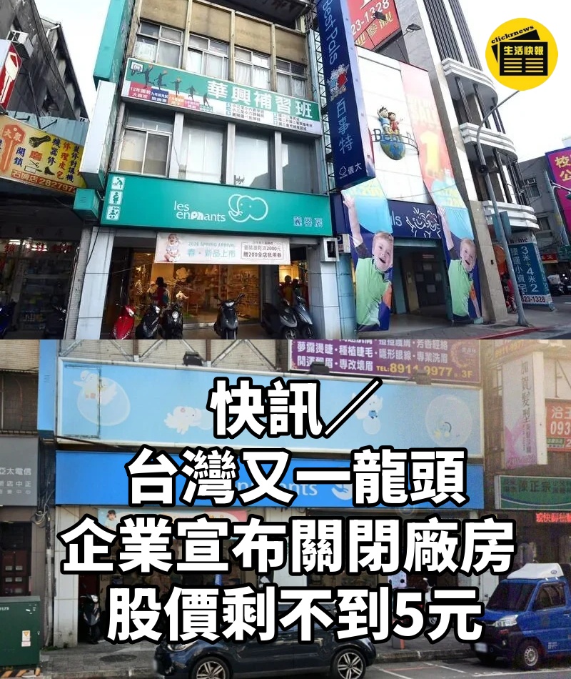 快訊／台灣又一龍頭企業宣布「關閉廠房」 股價剩不到5元