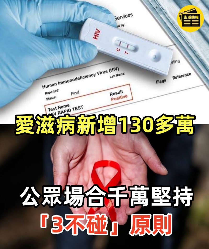愛滋病新增130多萬！多人無辜中招 公眾場合千萬堅持「3不碰」原則